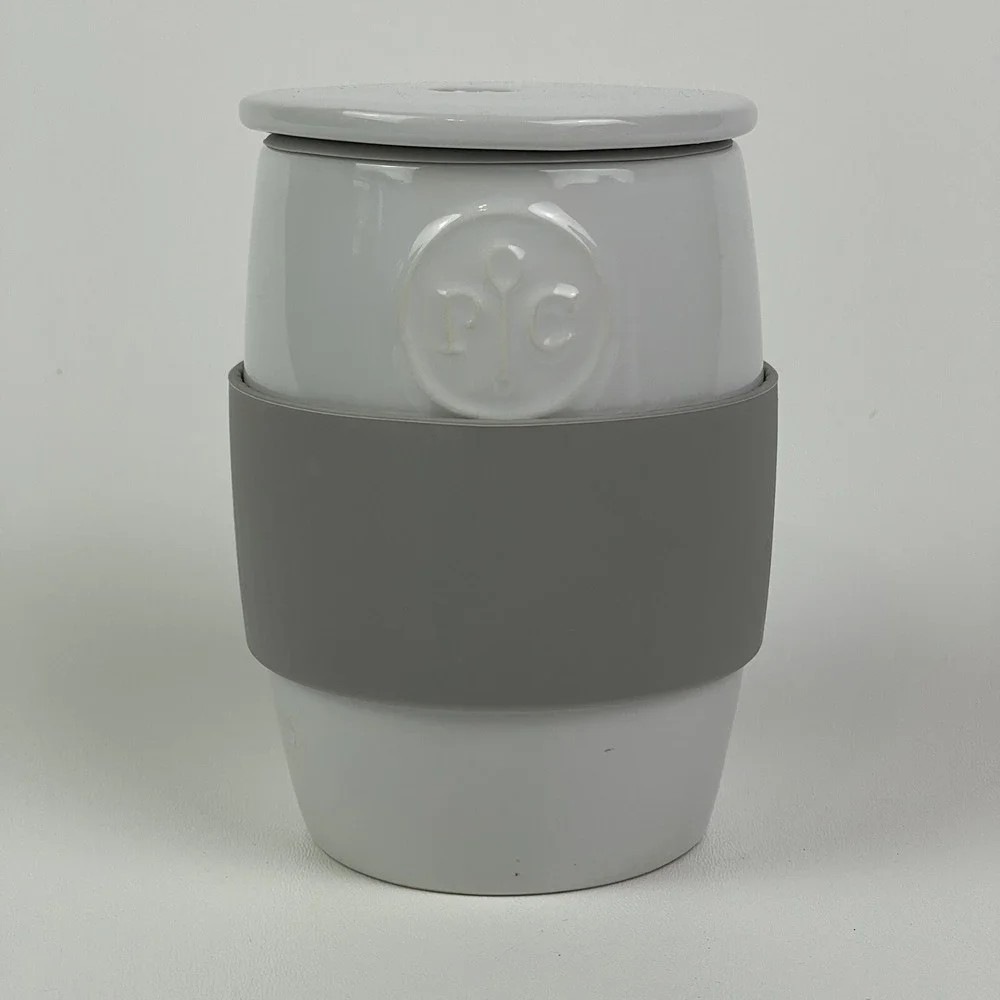 Pampered Chef Ceramic Egg Cooker Cup With Lid And Silicone Sleeve 1529